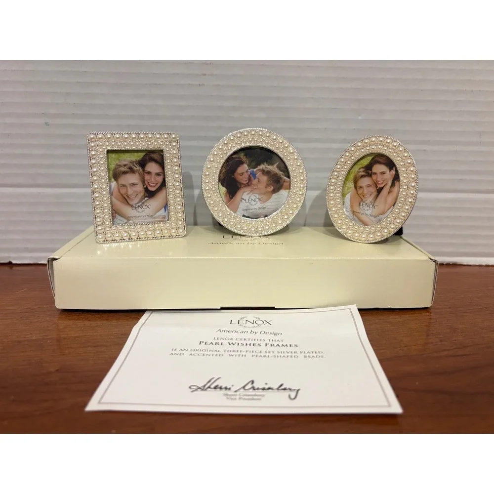 Lenox Pearl Wishes Frames Set of 3 Silver Plated Mini Picture Frames 842104